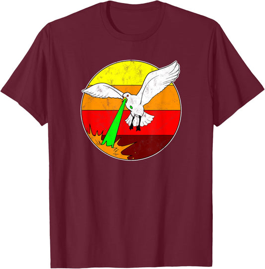Laser Seagull Funny Retro Seagull T-Shirt - T-Shirt | Maroon