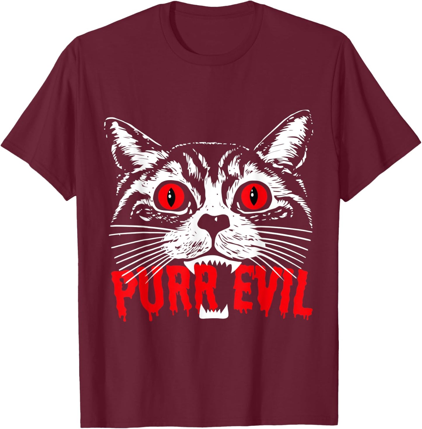 Purr Evil Satanic Cat Spooky design for Halloween Women Kids T-Shirt - T-Shirt | Maroon