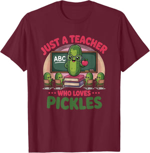 Teacher Who Loves Pickles Back to School T-Shirt - T-Shirt | Maroon