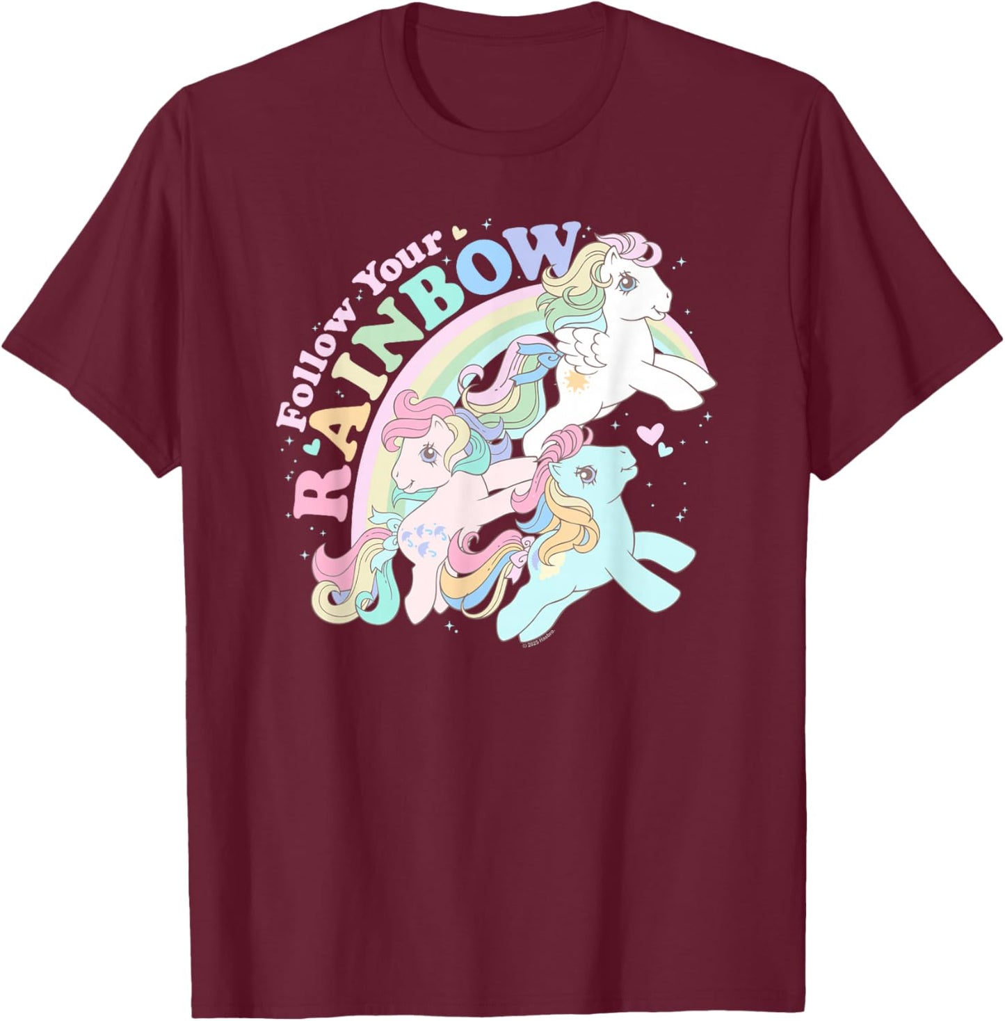 My Little Pony Pride Follow Your Rainbow Retro Group Shot T-Shirt - T-Shirt | Maroon