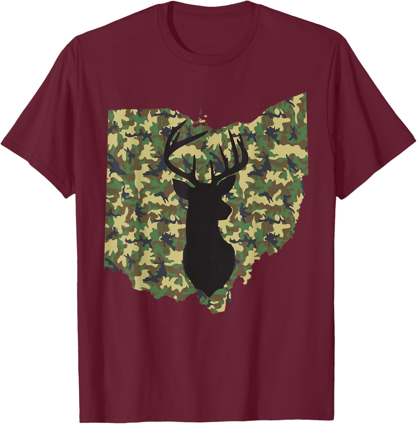 Deer Hunter Camouflage Hunting Safety Orange State Ohio T-Shirt - T-Shirt | Maroon