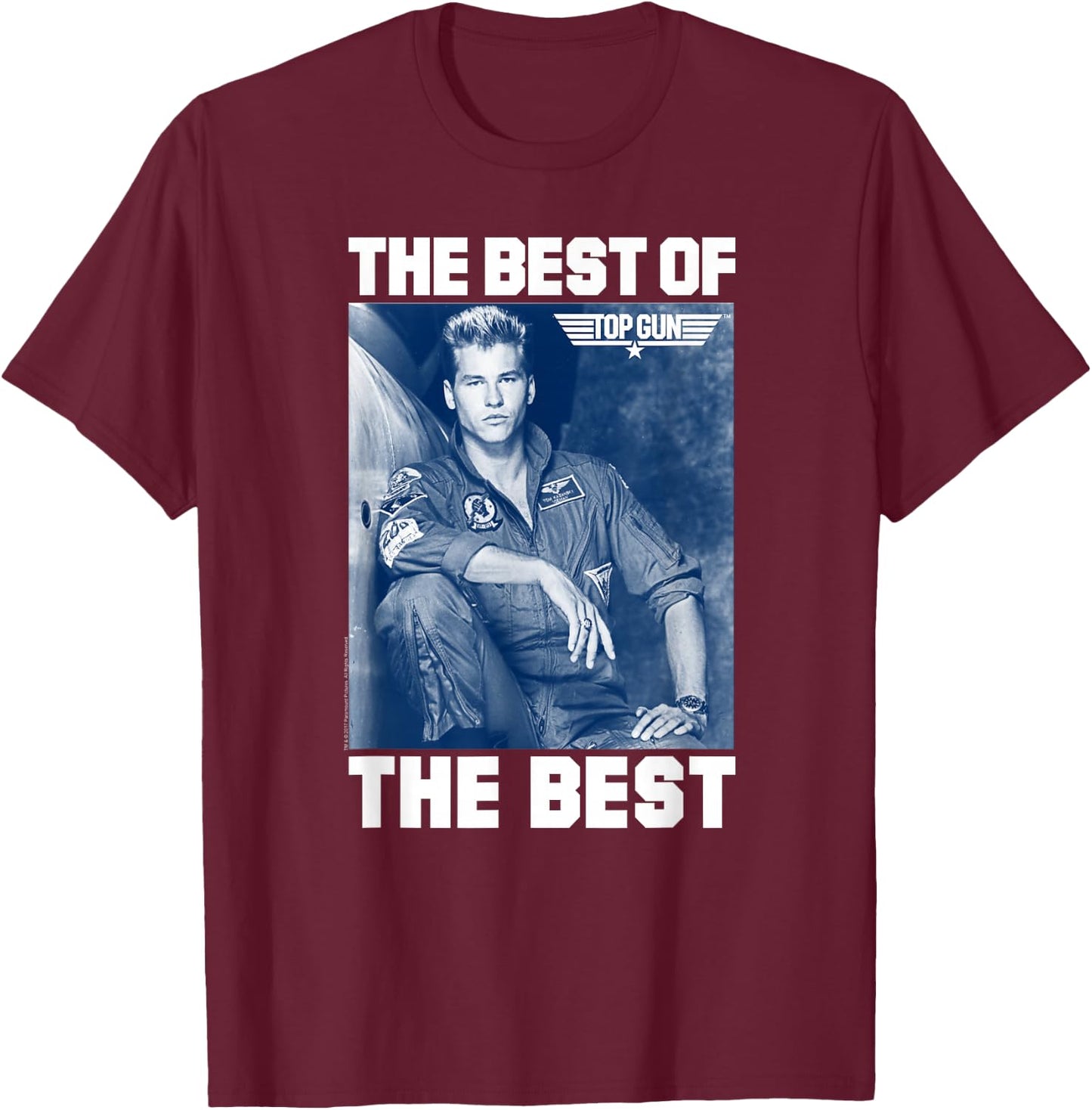 Top Gun The Best of The Best Iceman Blue Photo Action Movie T-Shirt - T-Shirt | Maroon