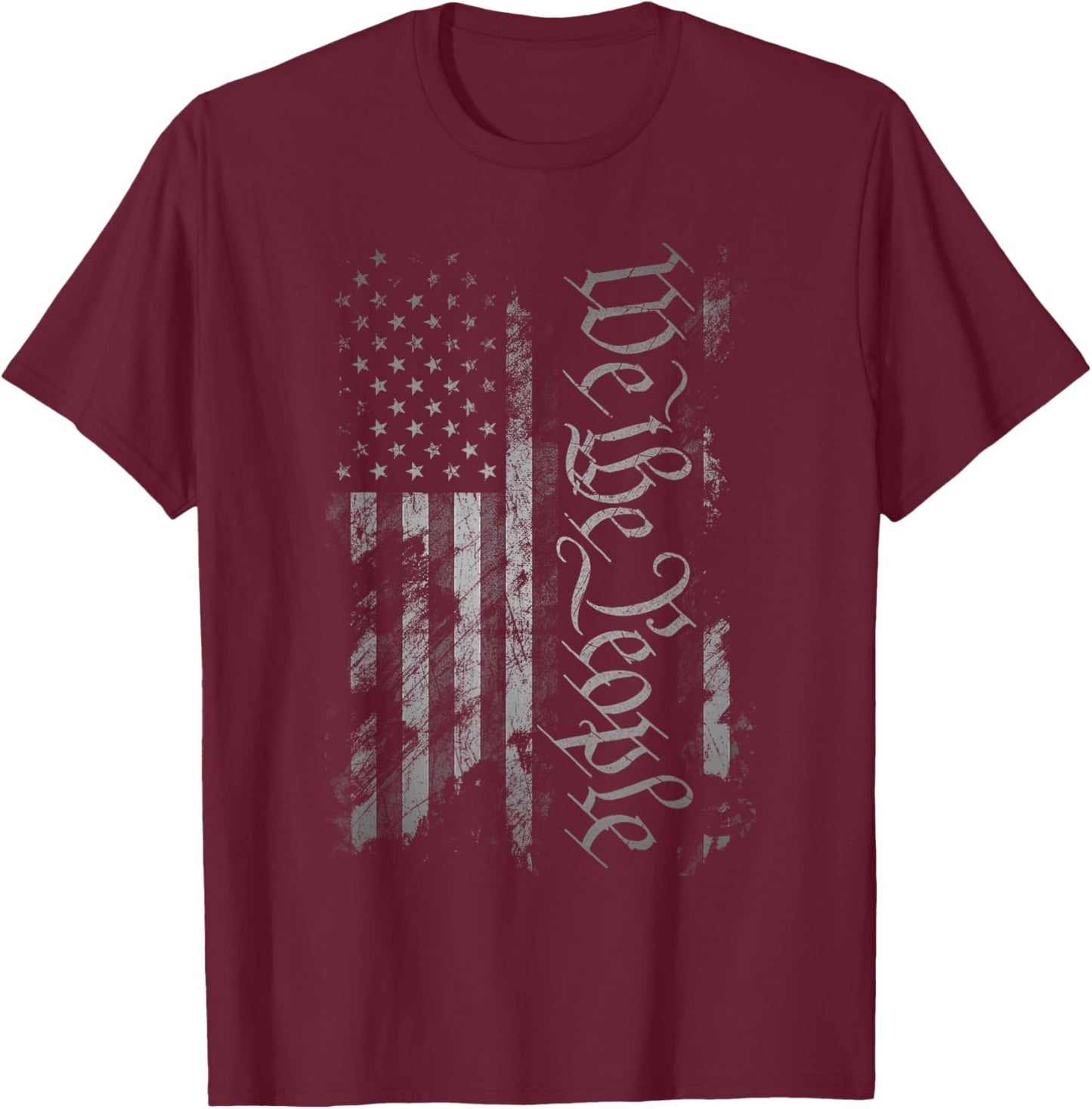 We The People American Flag 1776 Vintage Distressed Grunge T-Shirt - T-Shirt | Maroon