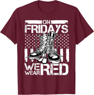 Red Friday On Friday We Wear Red American Flag Support T-Shirt - T-Shirt | Maroon