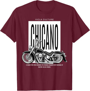 Vicla Culture, Cholo Latino Biker Chicano Motorcycles T-Shirt - T-Shirt | Maroon