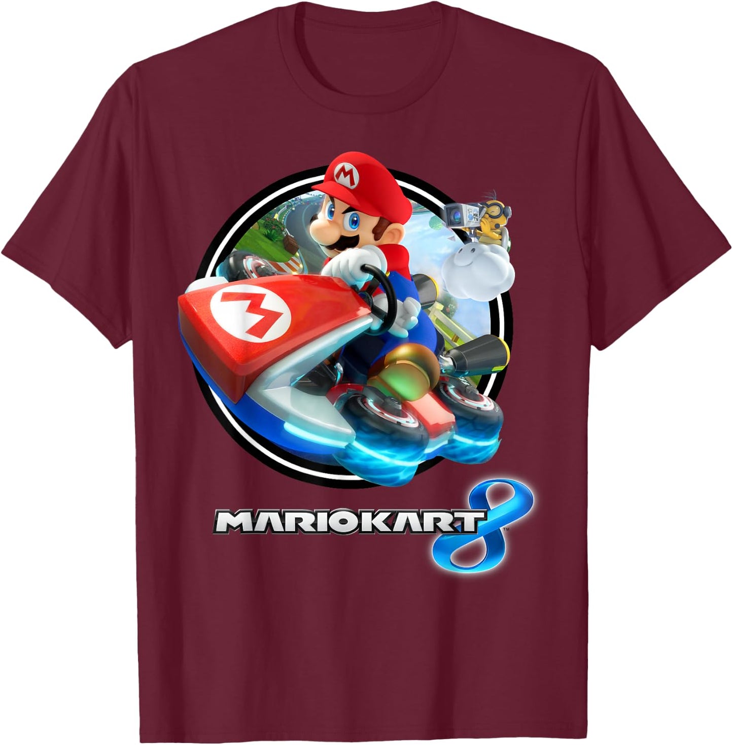 Nintendo Mario Kart 8 Circle Drift Logo T-Shirt - T-Shirt | Maroon