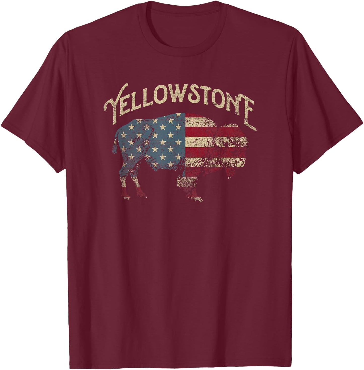 Vintage Yellowstone National Park Retro T-Shirt - T-Shirt | Maroon