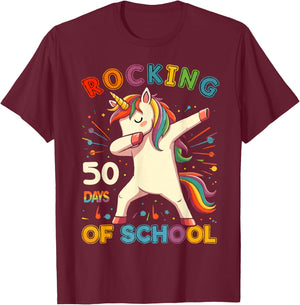 Rockin 50 Days of School 50th Day of School 50 Days Smarter T-Shirt - T-Shirt | Maroon