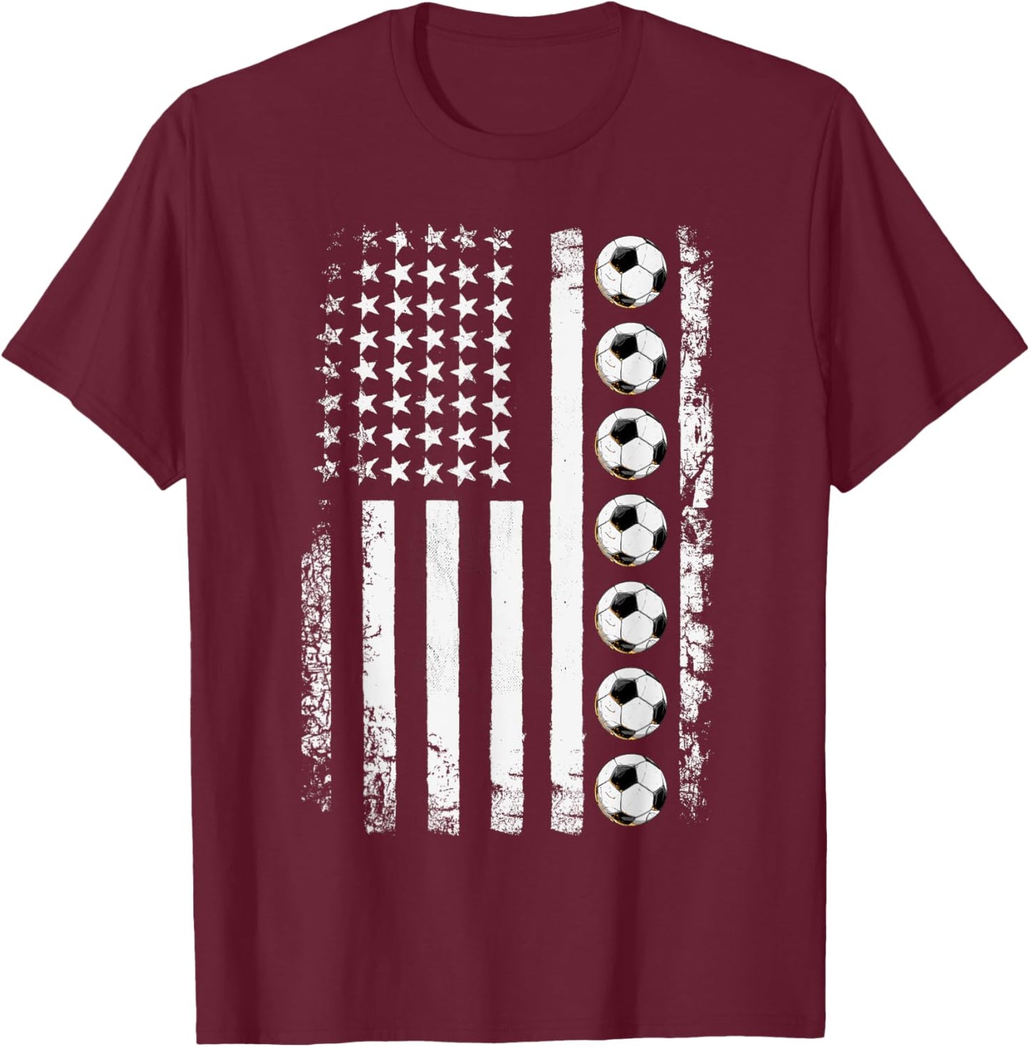 American Flag Soccer Apparel - Vintage Soccer T-Shirt - T-Shirt | Maroon