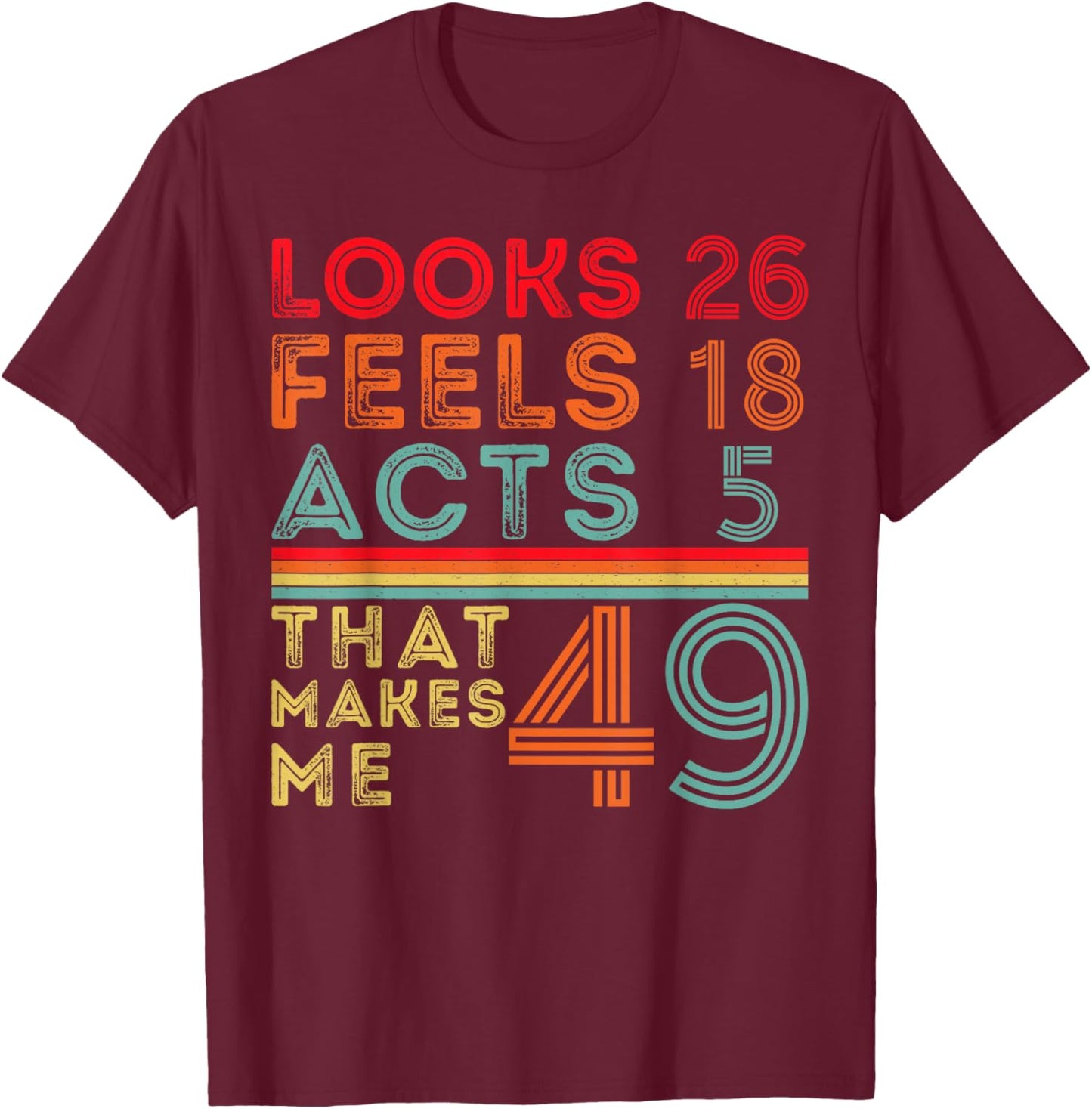 Funny 49th Birthday Design 49 Year Old T-Shirt - T-Shirt | Maroon