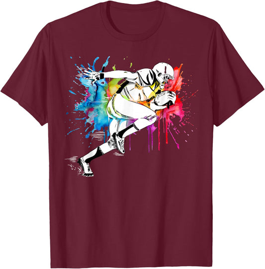 American Football Player Paint T-Shirt - T-Shirt | Maroon