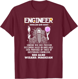 Engineer Funny Mechanical Civil Engineering Wizard T Shirt T-Shirt - T-Shirt | Maroon
