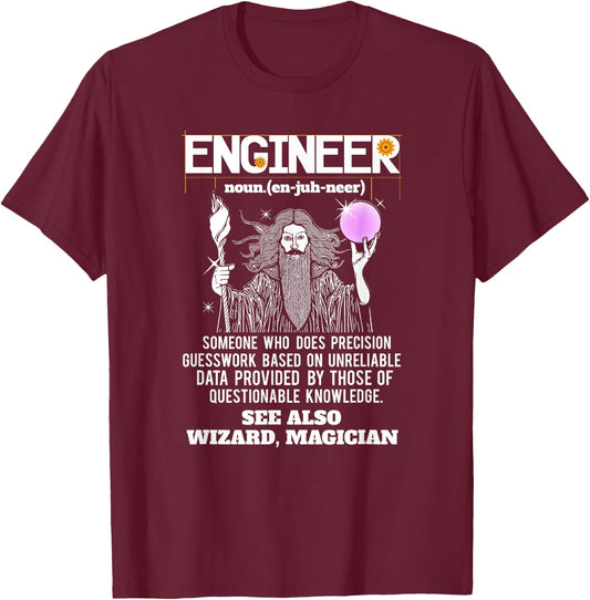 Engineer Funny Mechanical Civil Engineering Wizard T Shirt T-Shirt - T-Shirt | Maroon