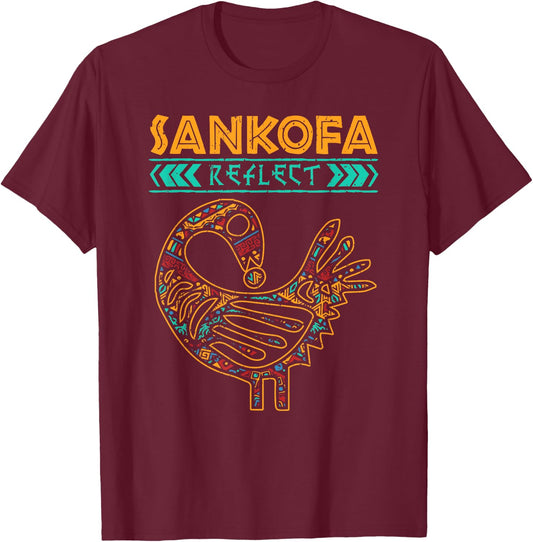 Black History Afrocentric Sankofa Tribal Design T-Shirt - T-Shirt | Maroon