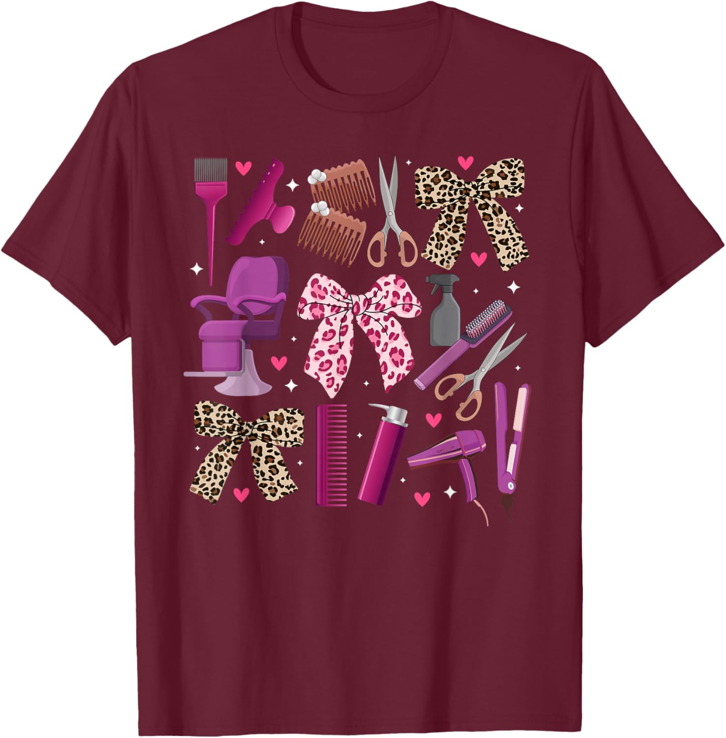Hair Stylist Coquette Hair Dresser Hairstylist Hairdresser T-Shirt - T-Shirt | Maroon