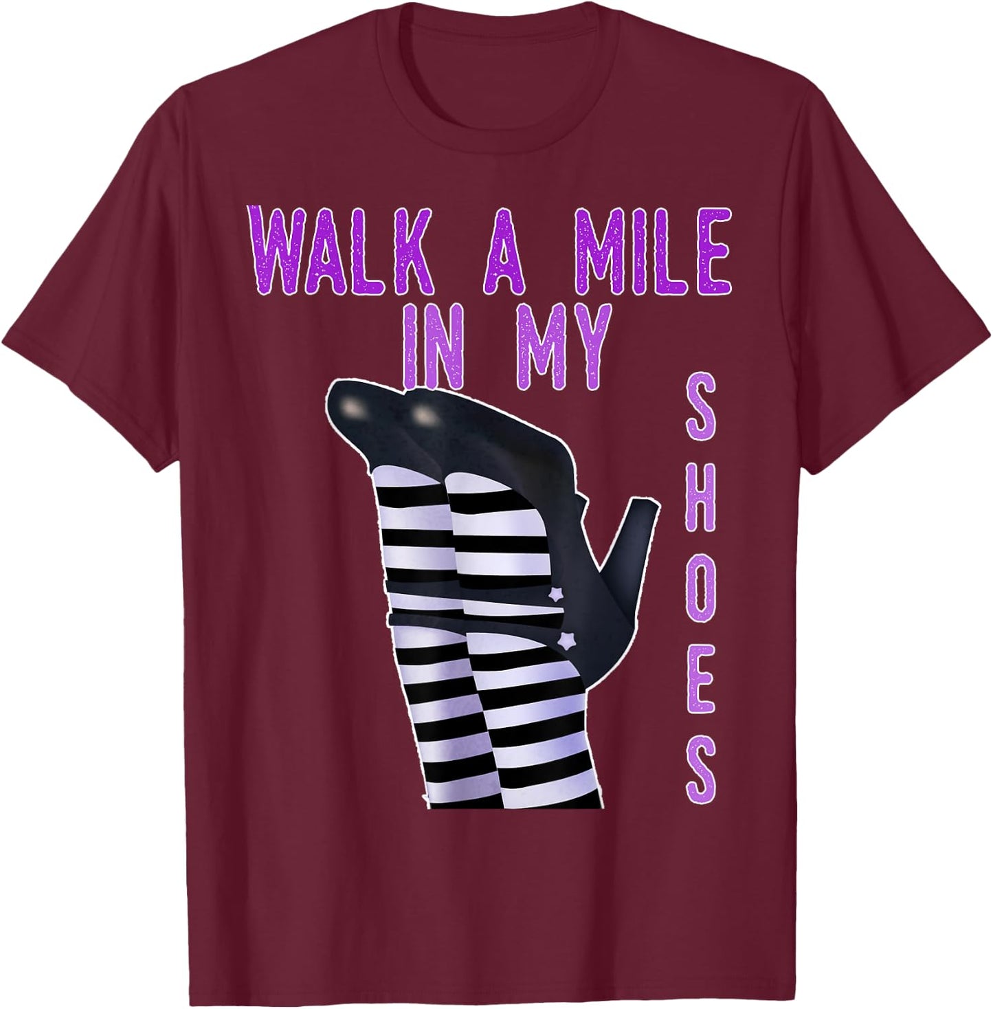 Happy Halloween Walk a Mile in my Shoes Witch T-Shirt - T-Shirt | Maroon