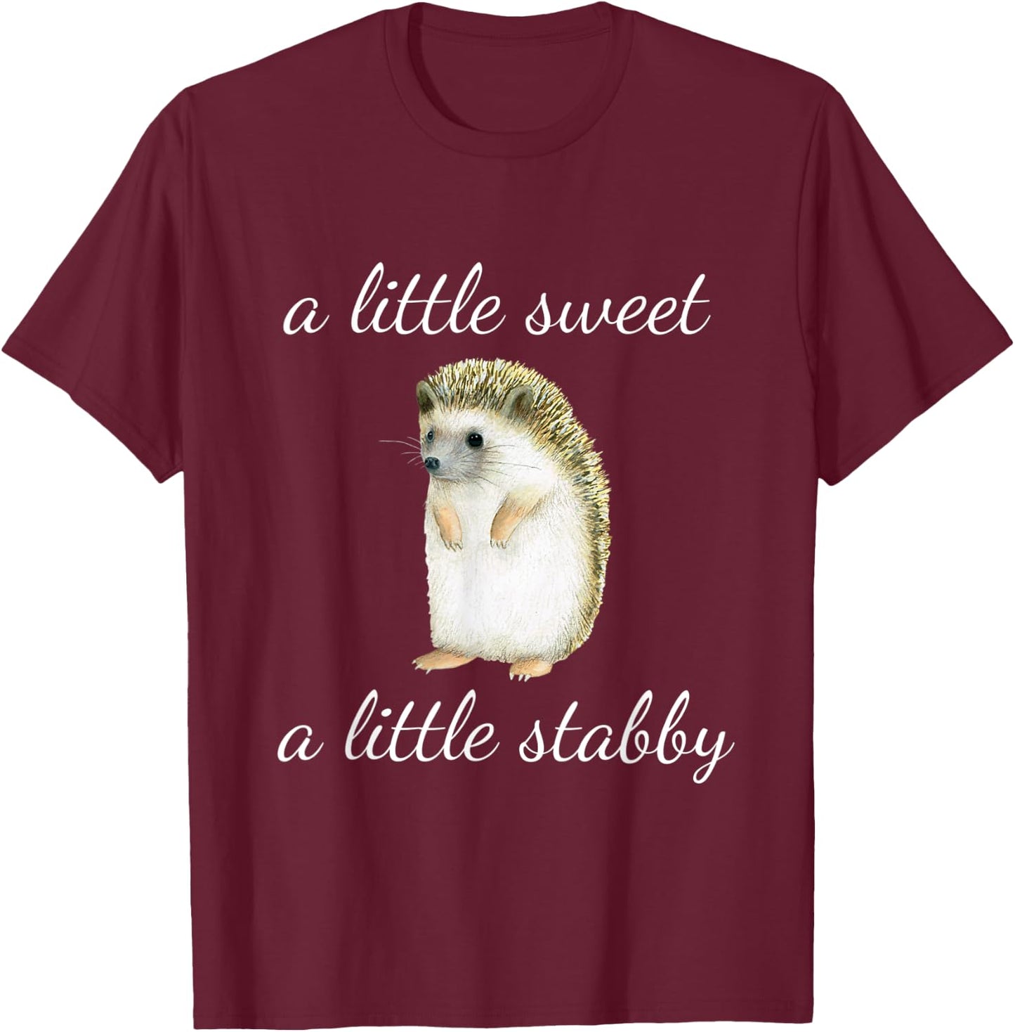 Cute Hedgehog A Little Sweet A Little Stabby Kids T-Shirt - T-Shirt | Maroon