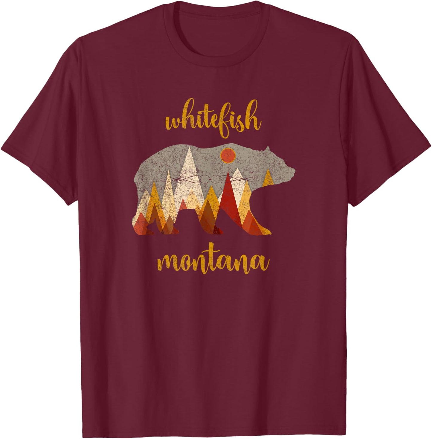Retro Whitefish Montana Shirt Whitefish Family Vacation T-Shirt - T-Shirt | Maroon
