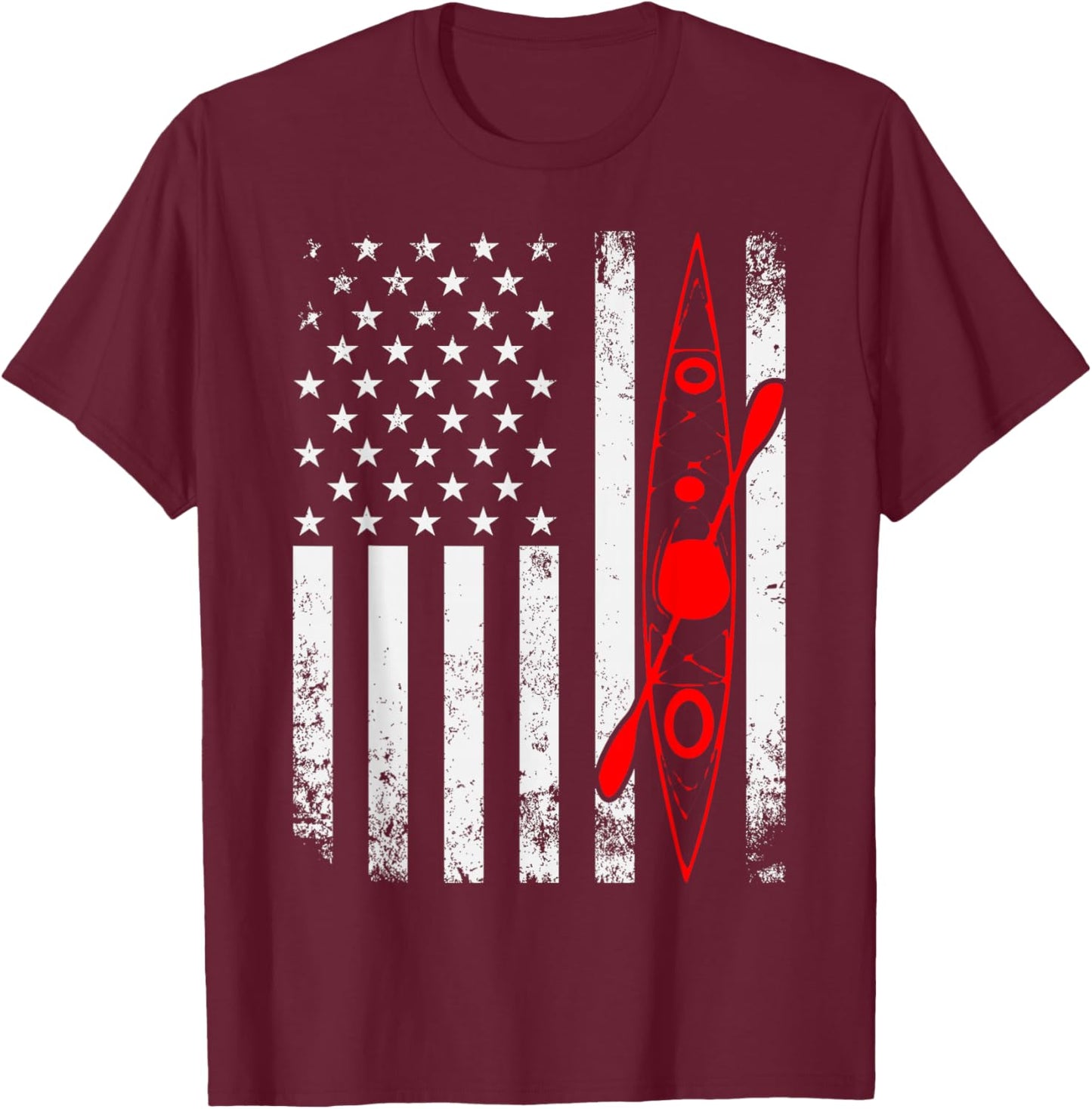 Kayak Lover Kayaking Canoe Paddling Water Sport Flag Kayaker T-Shirt - T-Shirt | Maroon