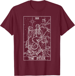 The Star Tarot Card Halloween Mermaid Gothic Witch Horror T-Shirt - T-Shirt | Maroon