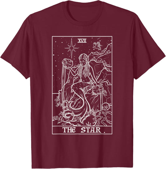 The Star Tarot Card Halloween Mermaid Gothic Witch Horror T-Shirt - T-Shirt | Maroon