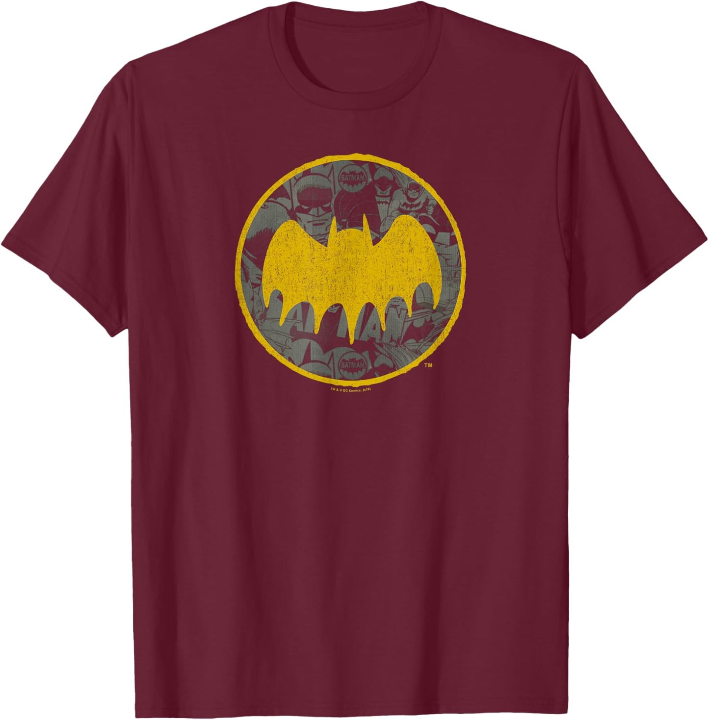 Batman Vintage Symbol Collage T Shirt T-Shirt - T-Shirt | Maroon