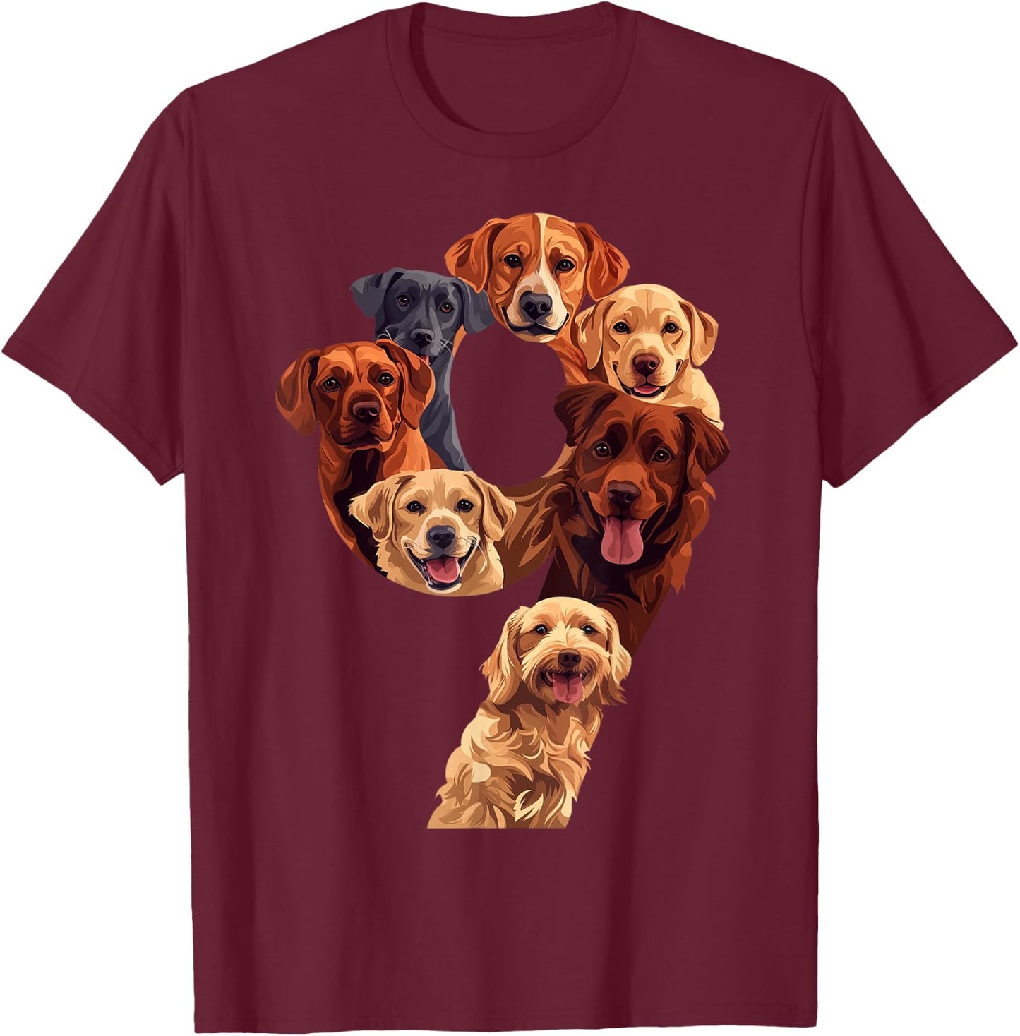 Fun 9th Birthday Dog Puppy Themed 9 Years Old Kids Boys Girl T-Shirt - T-Shirt | Maroon