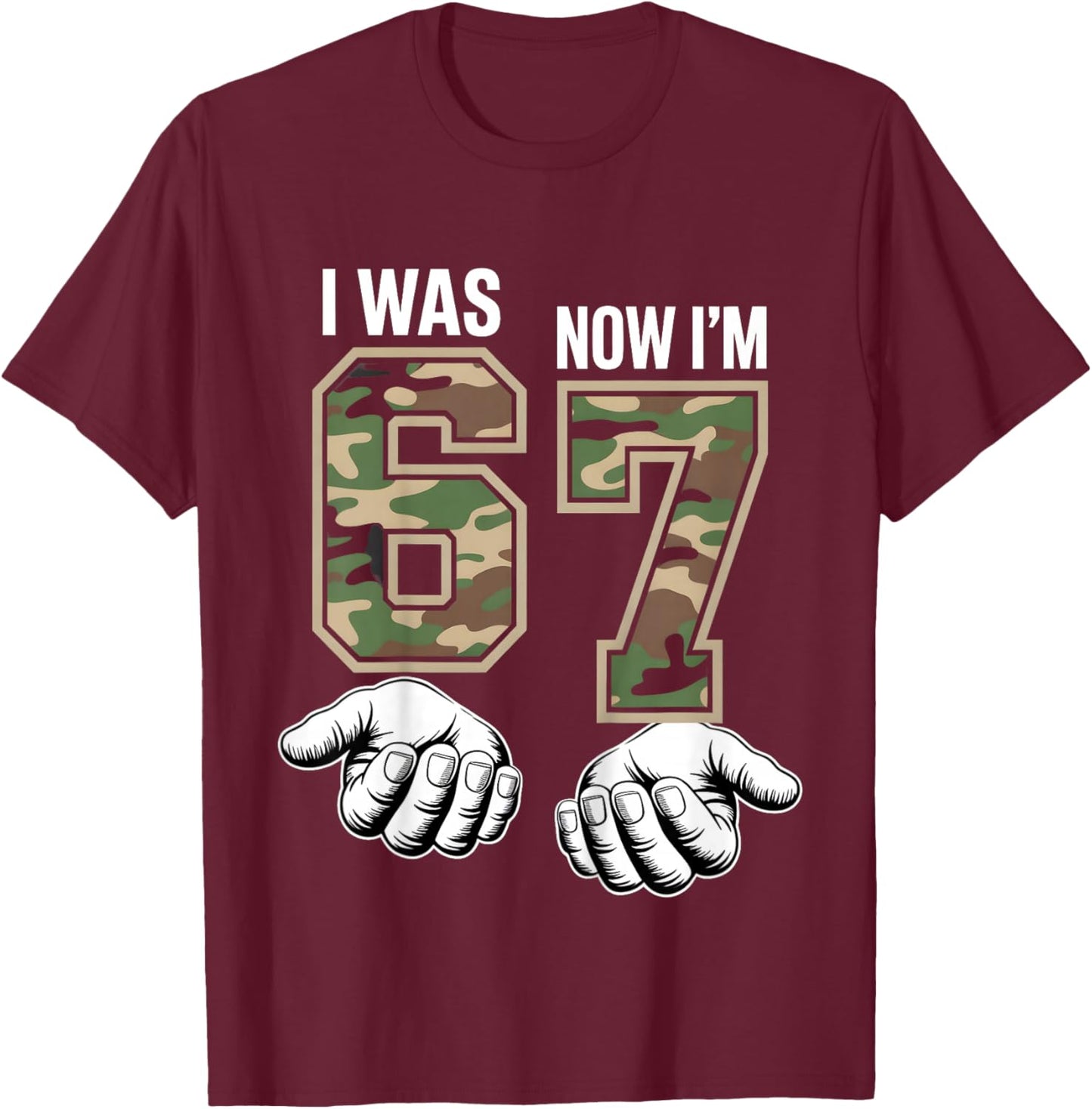 I was 6 Now Im 7 Year Old Camouflage 7 Birthday 6 7 Birthday T-Shirt - T-Shirt | Maroon