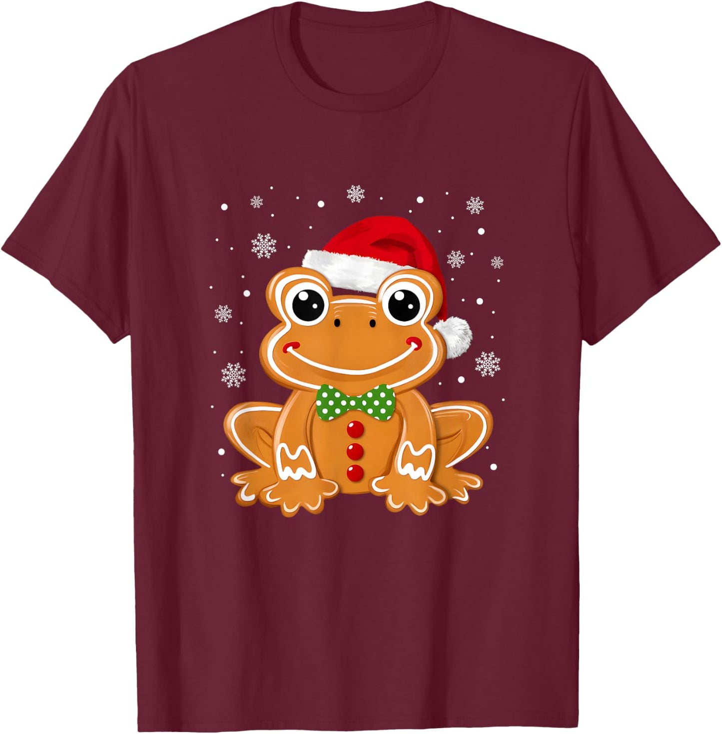 Funny Gingerbread Man Frog Christmas Kids T-Shirt - T-Shirt | Maroon