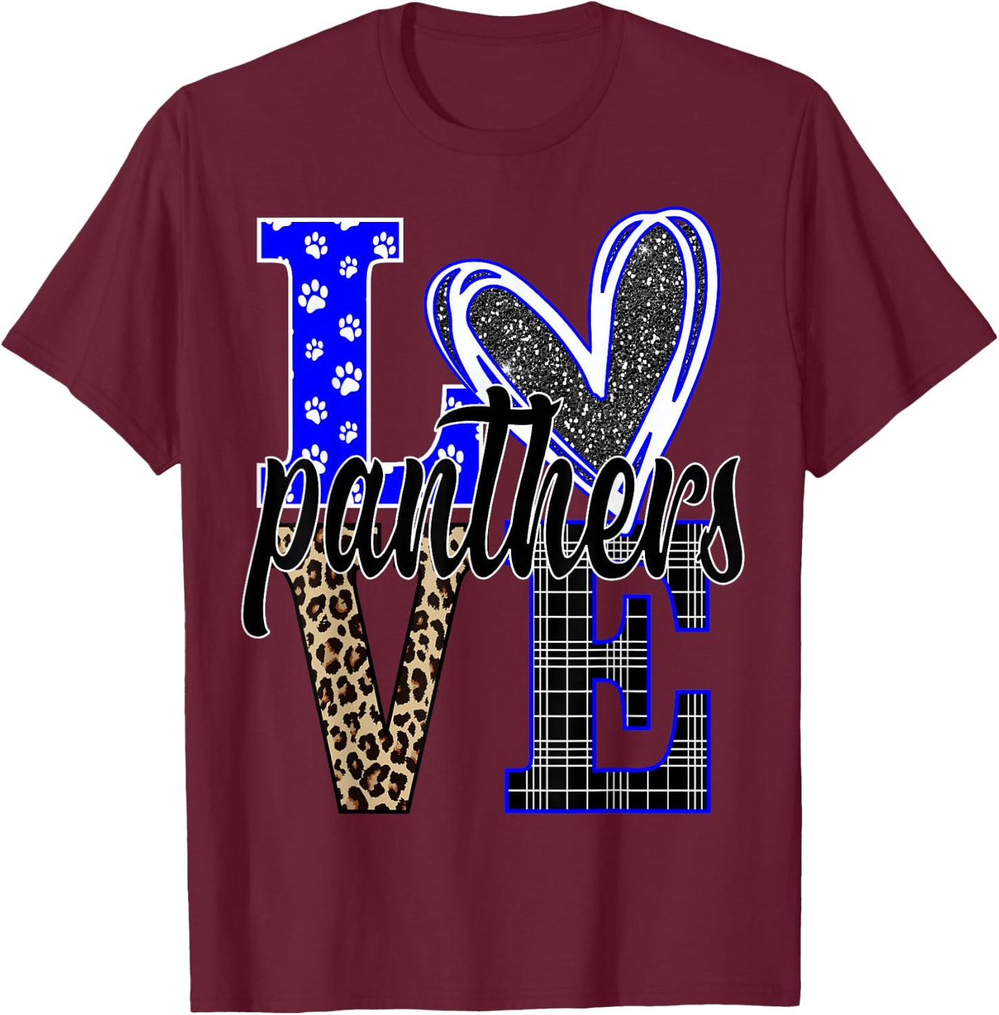 School Spirit Panthers Panther Pride Baseball Mom T-Shirt - T-Shirt | Maroon
