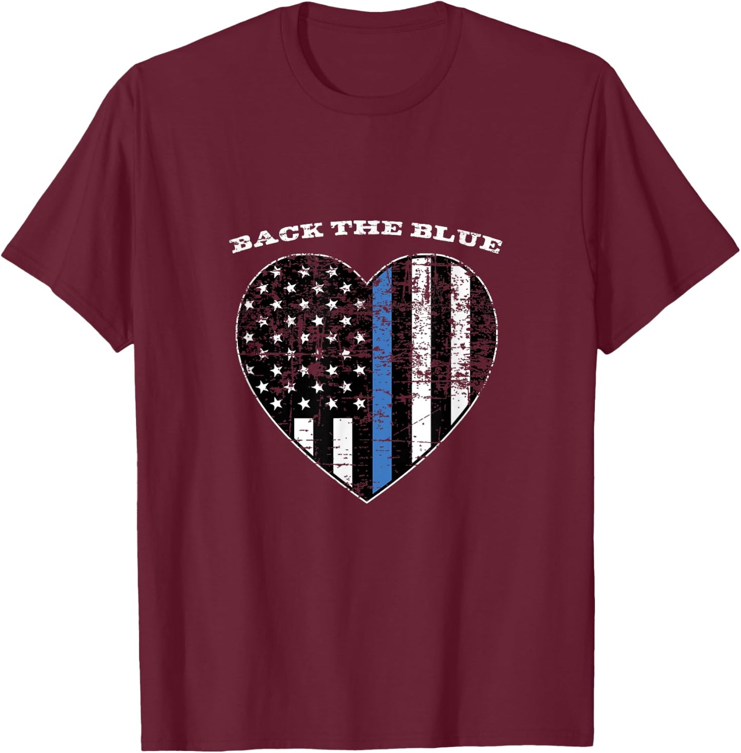 Back the Blue Thin Blue Line American Flag Police Support Men T-Shirt - T-Shirt | Maroon