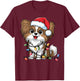 Papillon Christmas Lights Xmas Dogs Gifts Women Kids T-Shirt - T-Shirt | Maroon