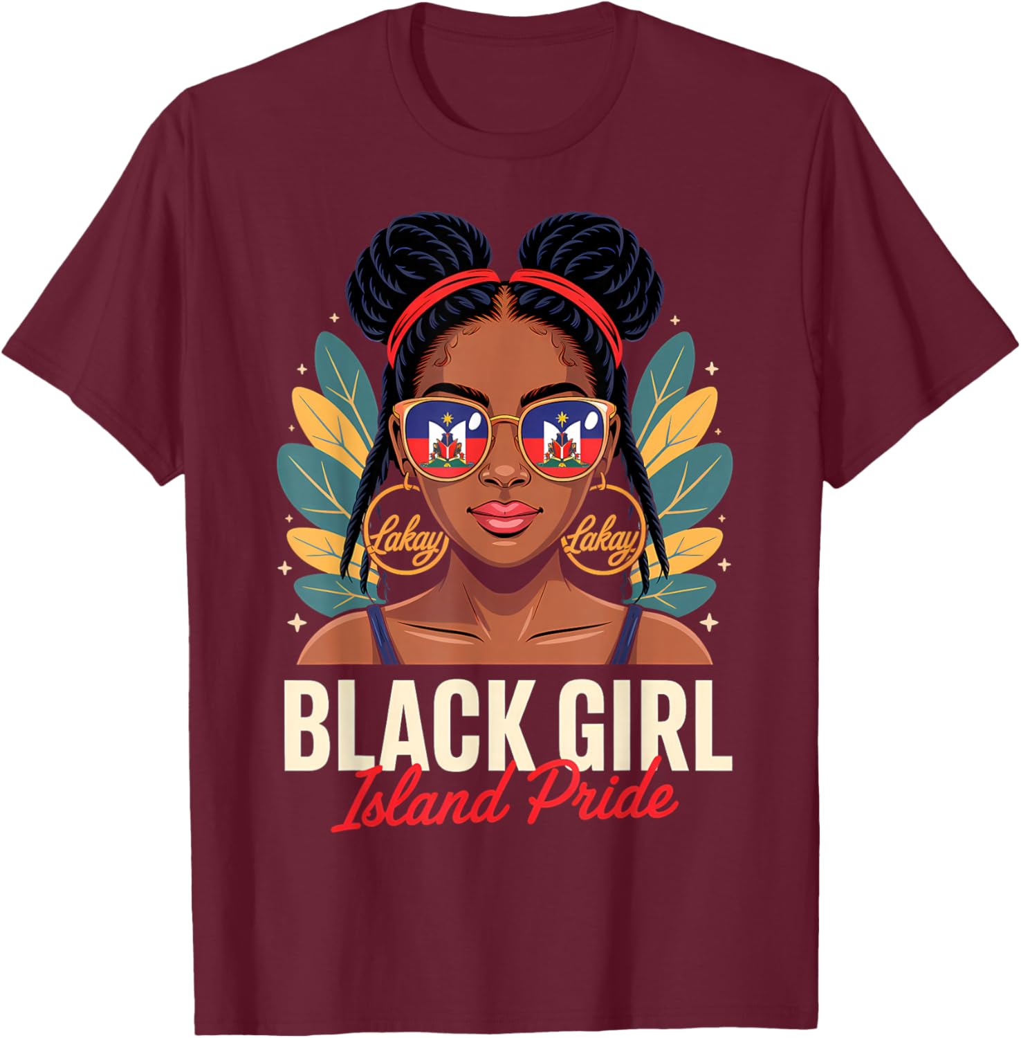 Haitian Princess Haiti Black Girl Haitian Roots T-Shirt - T-Shirt | Maroon