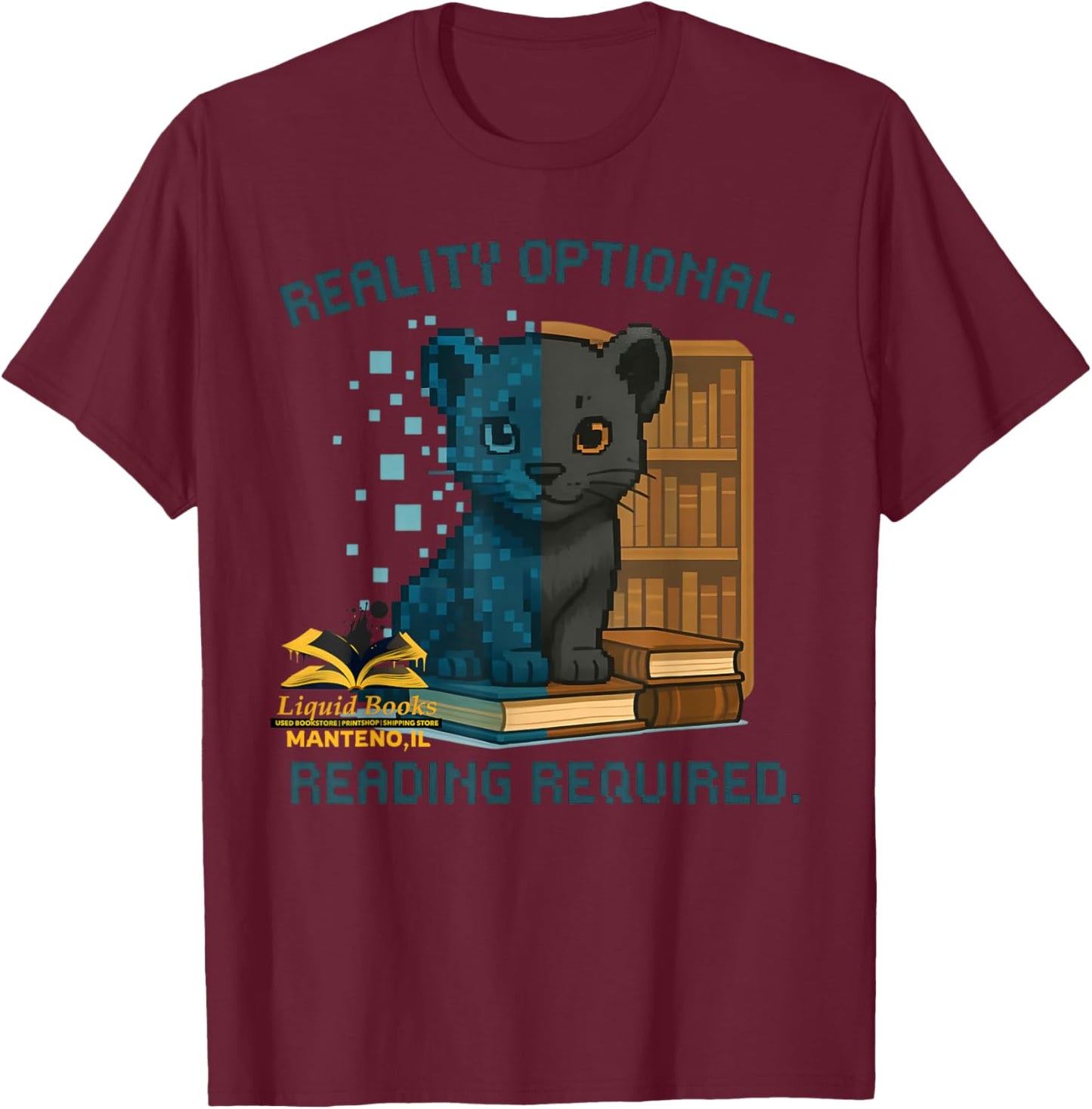 Reality Optional Reading Required Gamer Black Panther Book T-Shirt - T-Shirt | Maroon
