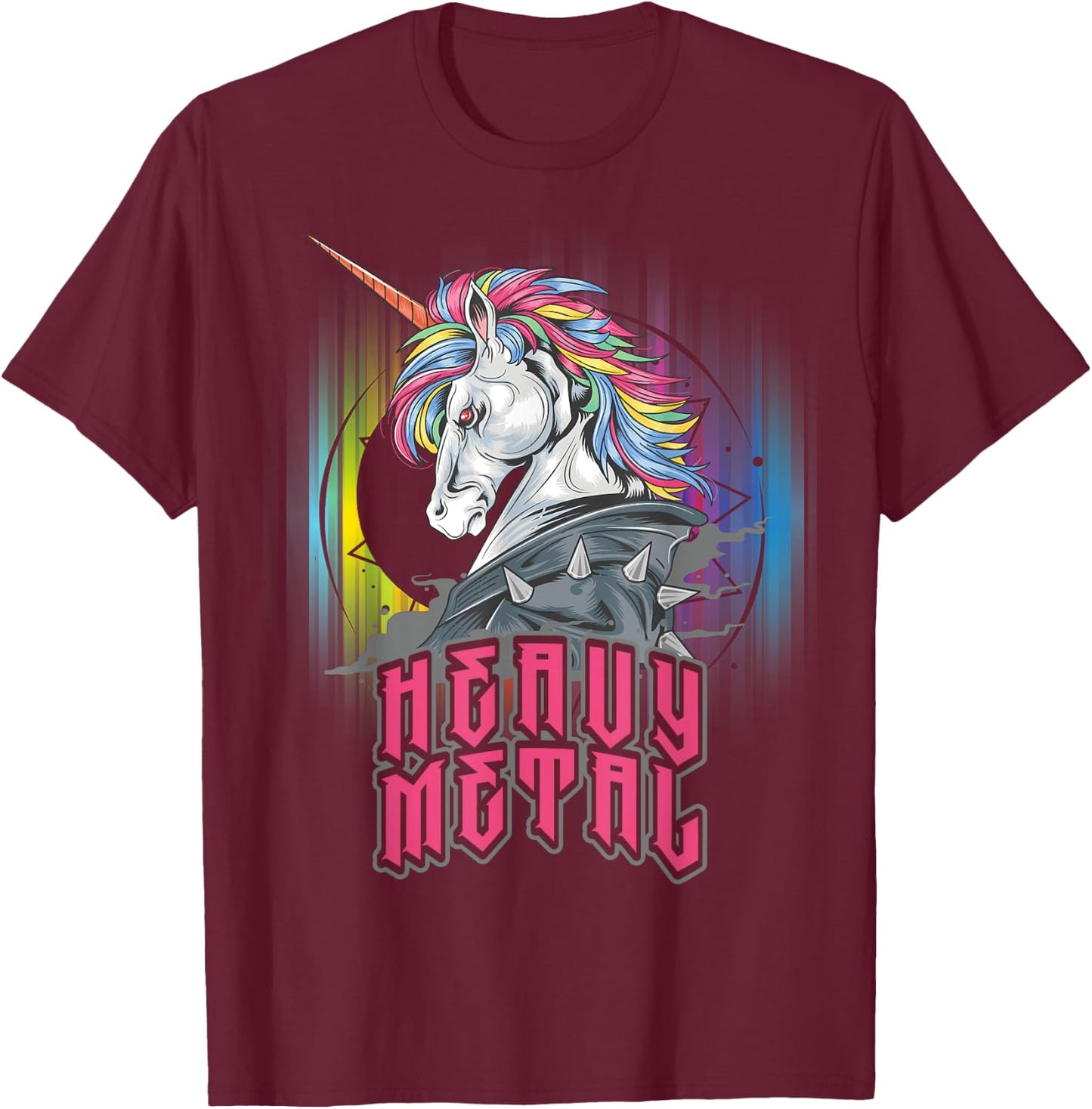 Funny Heavy Metal Unicorn Design Woman Kids T-Shirt - T-Shirt | Maroon