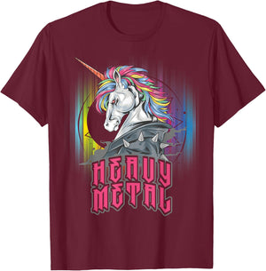 Funny Heavy Metal Unicorn Design Woman Kids T-Shirt - T-Shirt | Maroon