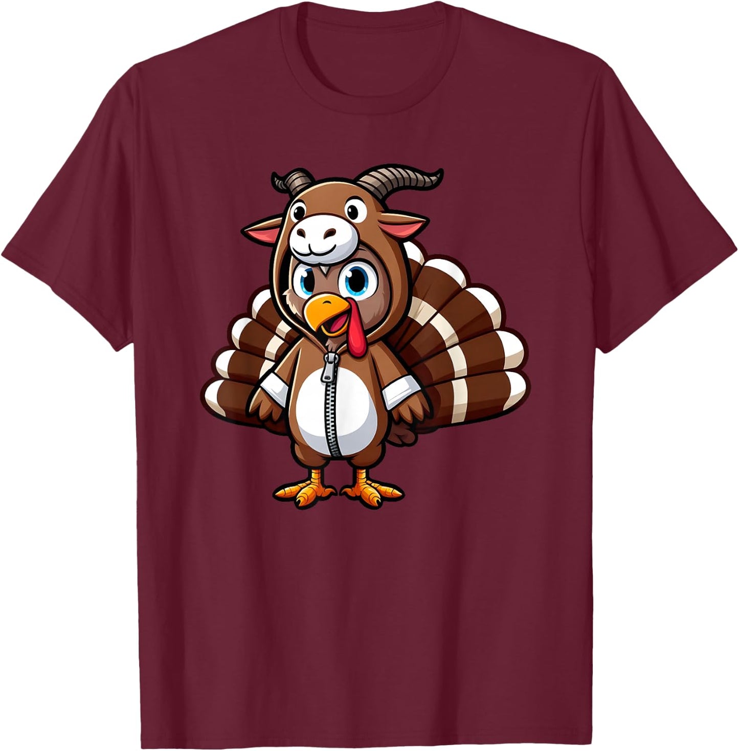 Turkey Costume Goat Funny Thanksgiving Turkey Women Men T-Shirt - T-Shirt | Maroon