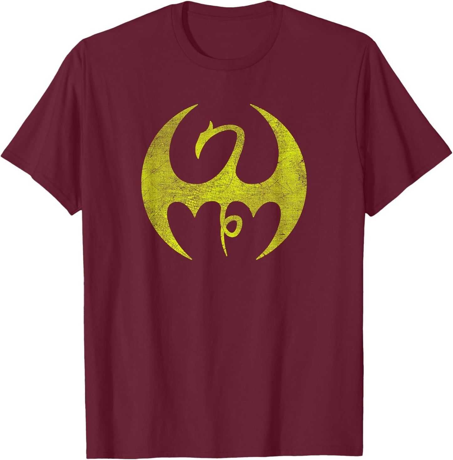 Marvel Iron Fist Distressed Dragon Logo Graphic T-Shirt - T-Shirt | Maroon
