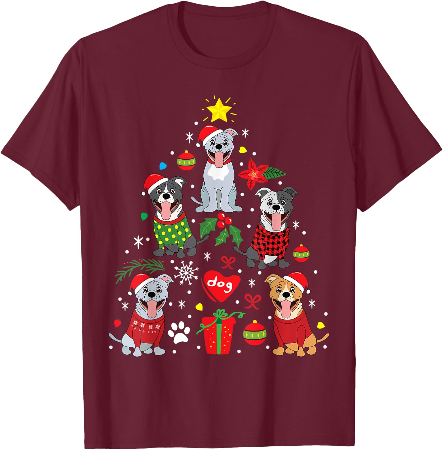 Pit Bull American Staffordshire Christmas Gift Women Kids T-Shirt - T-Shirt | Maroon