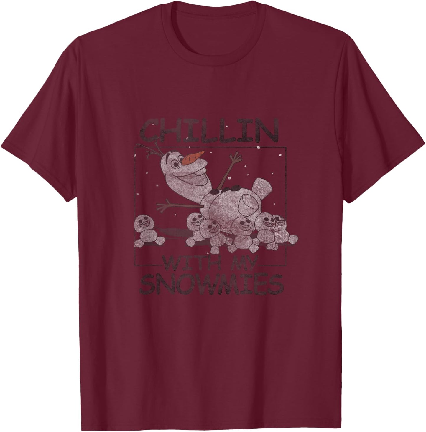 Disney Frozen Olaf Chillin with My Snowmies Portrait T-Shirt - T-Shirt | Maroon
