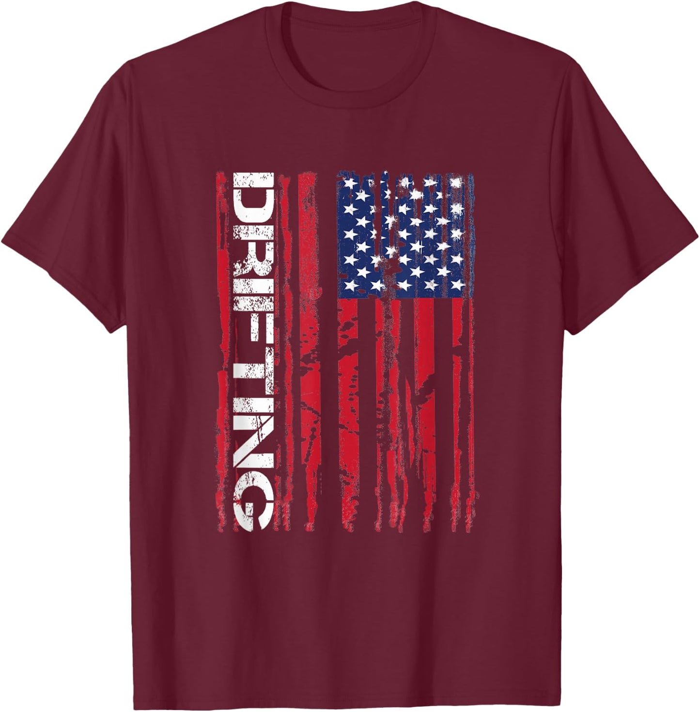 Vintage American Flag Car Racing Drifting T-Shirt - T-Shirt | Maroon