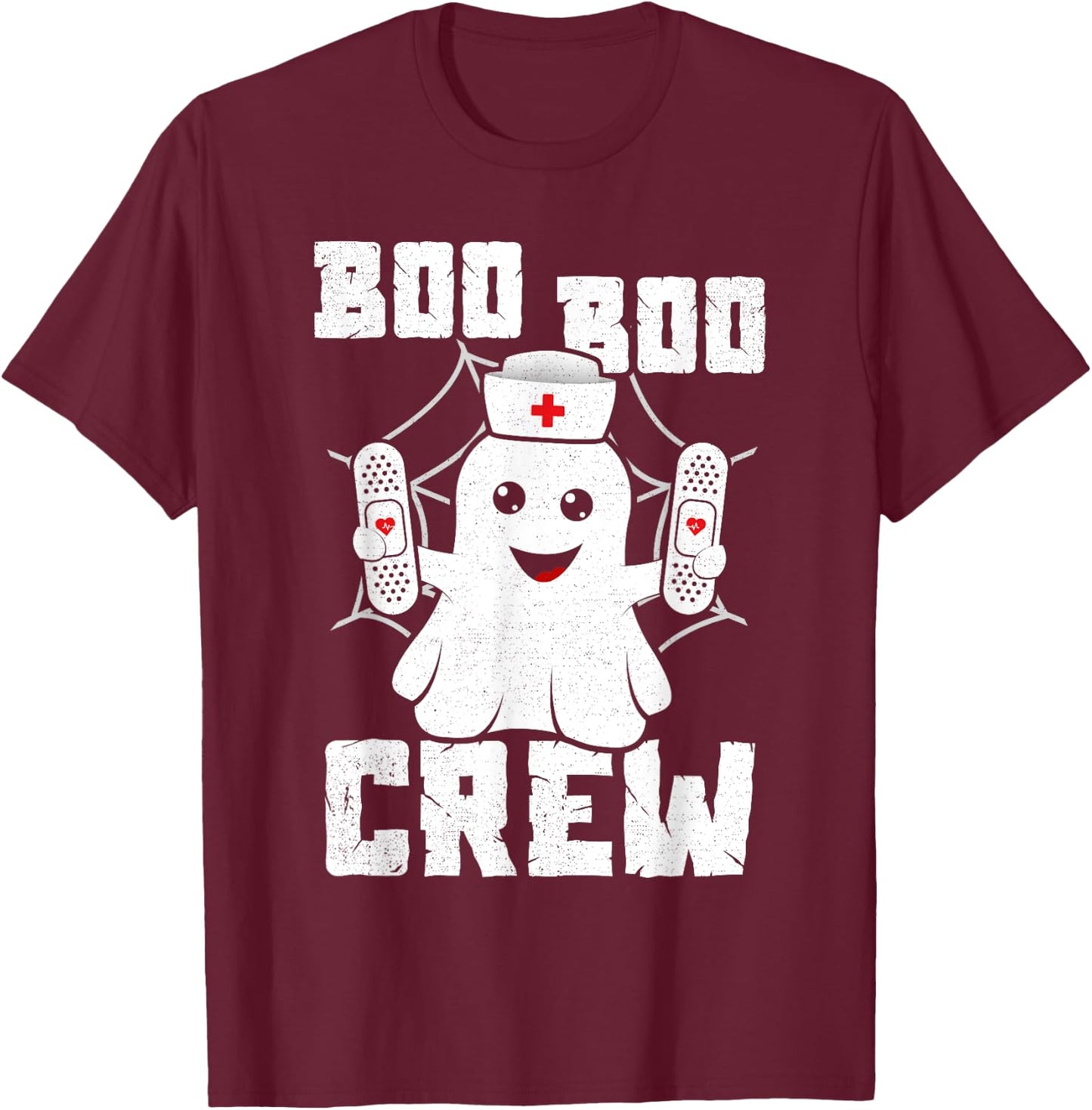 Boo Boo Crew Shirt Ghost Nurse Costume Girls Funny Halloween T-Shirt - T-Shirt | Maroon