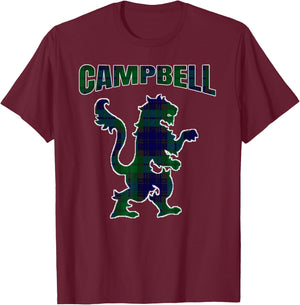 Campbell Clan Kilt Tartan Lion Namesake Scottish T-Shirt - T-Shirt | Maroon