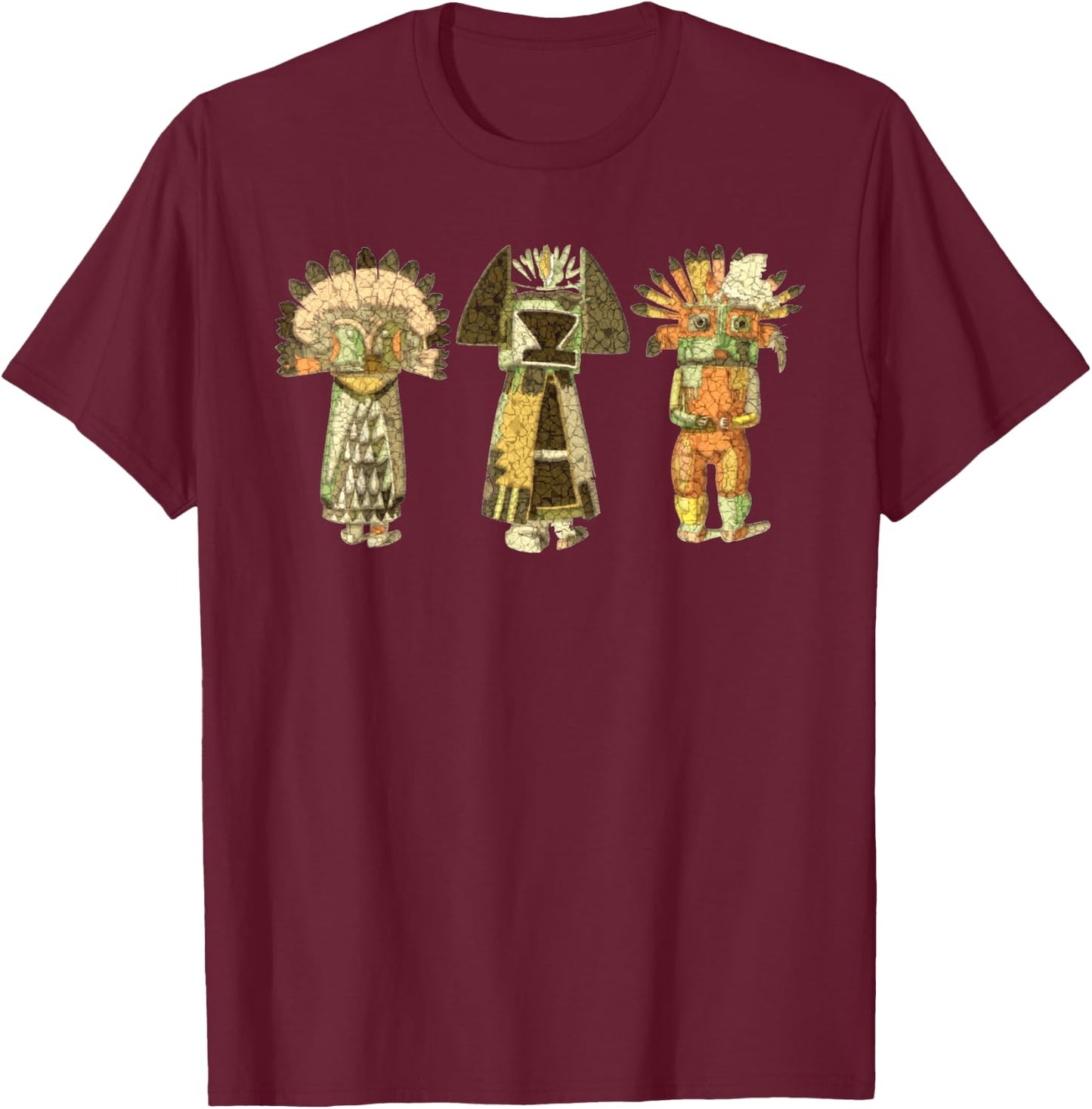 Native American KACHINA DOLLS abstract grunge 2 T-Shirt - T-Shirt | Maroon
