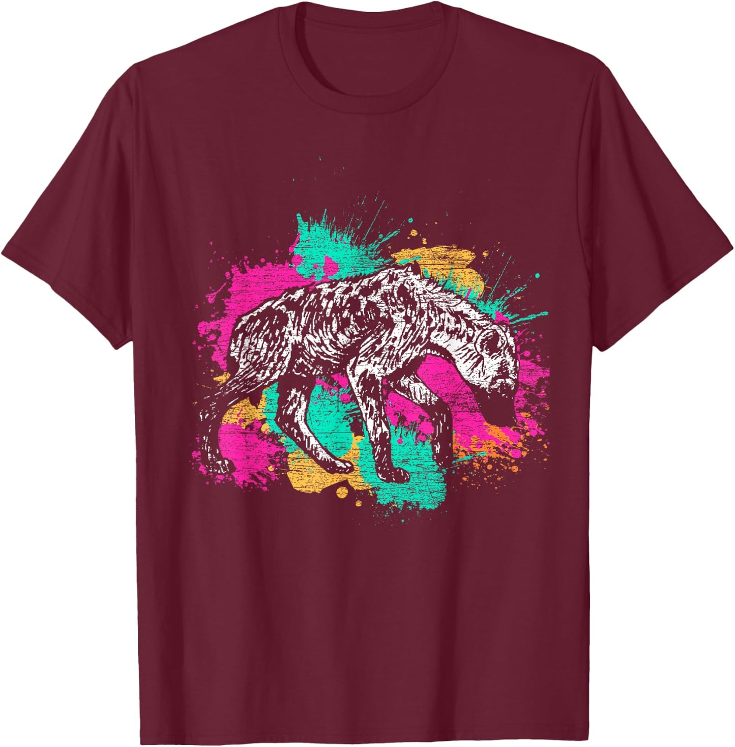 Colorful Hyena T-Shirt - T-Shirt | Maroon