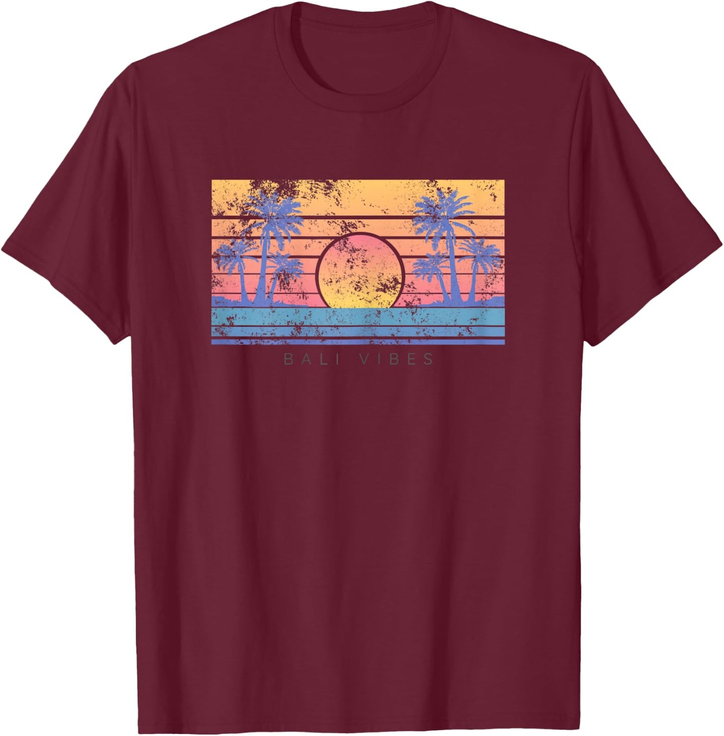 Bali Beach Vibes Distressed Women T-Shirt - T-Shirt | Maroon