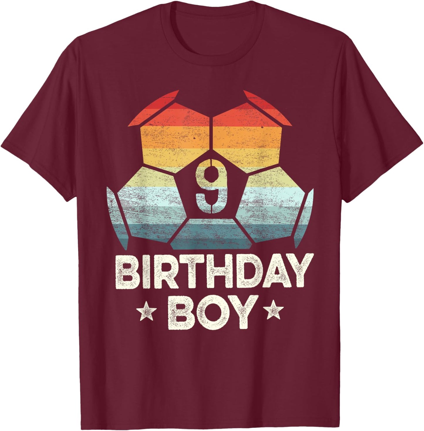 9 Year Old Soccer Player Gifts 9th Birthday Boy Ninth Bday T-Shirt - T-Shirt | Maroon