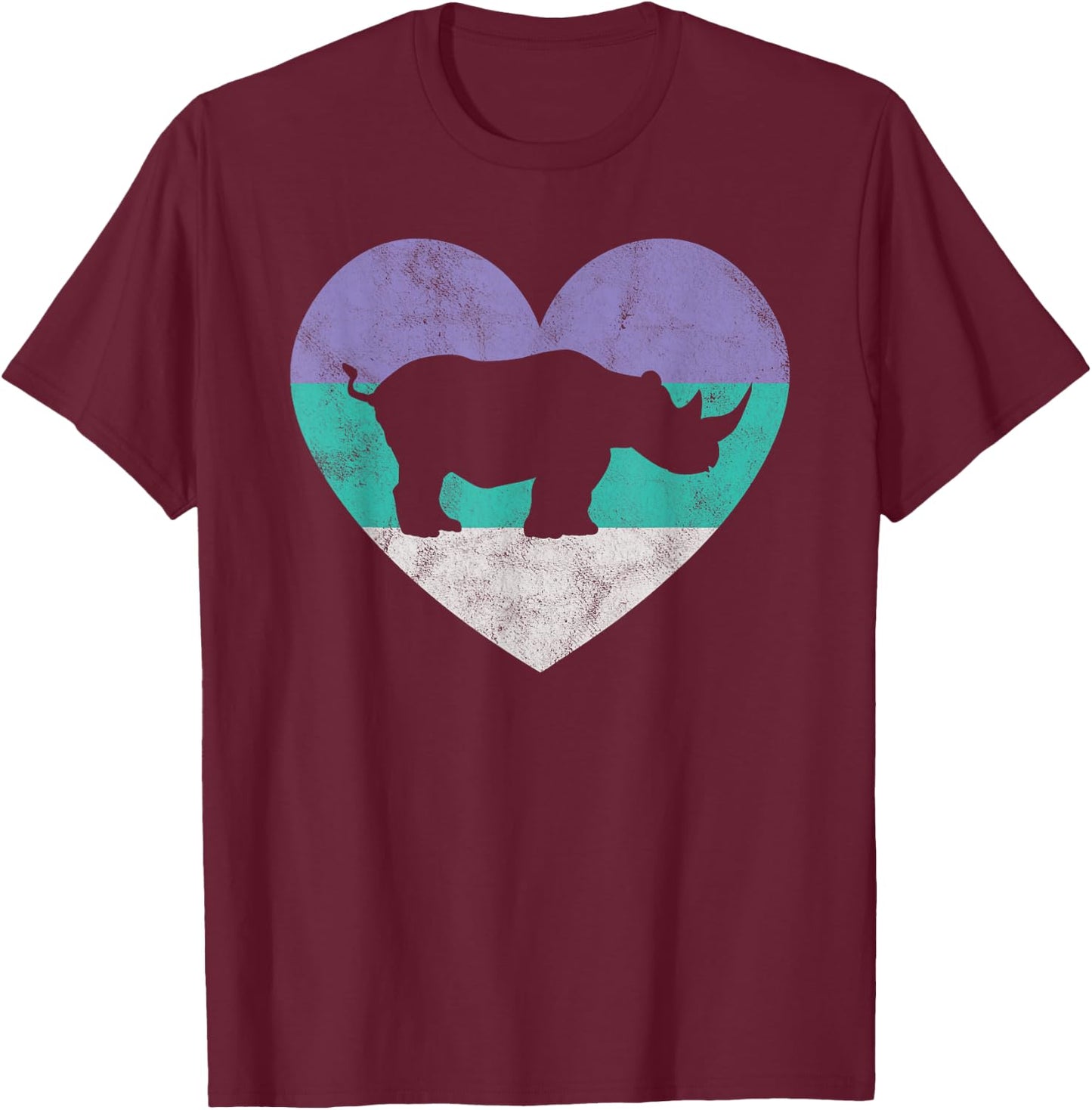 Rhino Shirt & Girls | Cute Retro Rhinoceros Gift T-Shirt - T-Shirt | Maroon