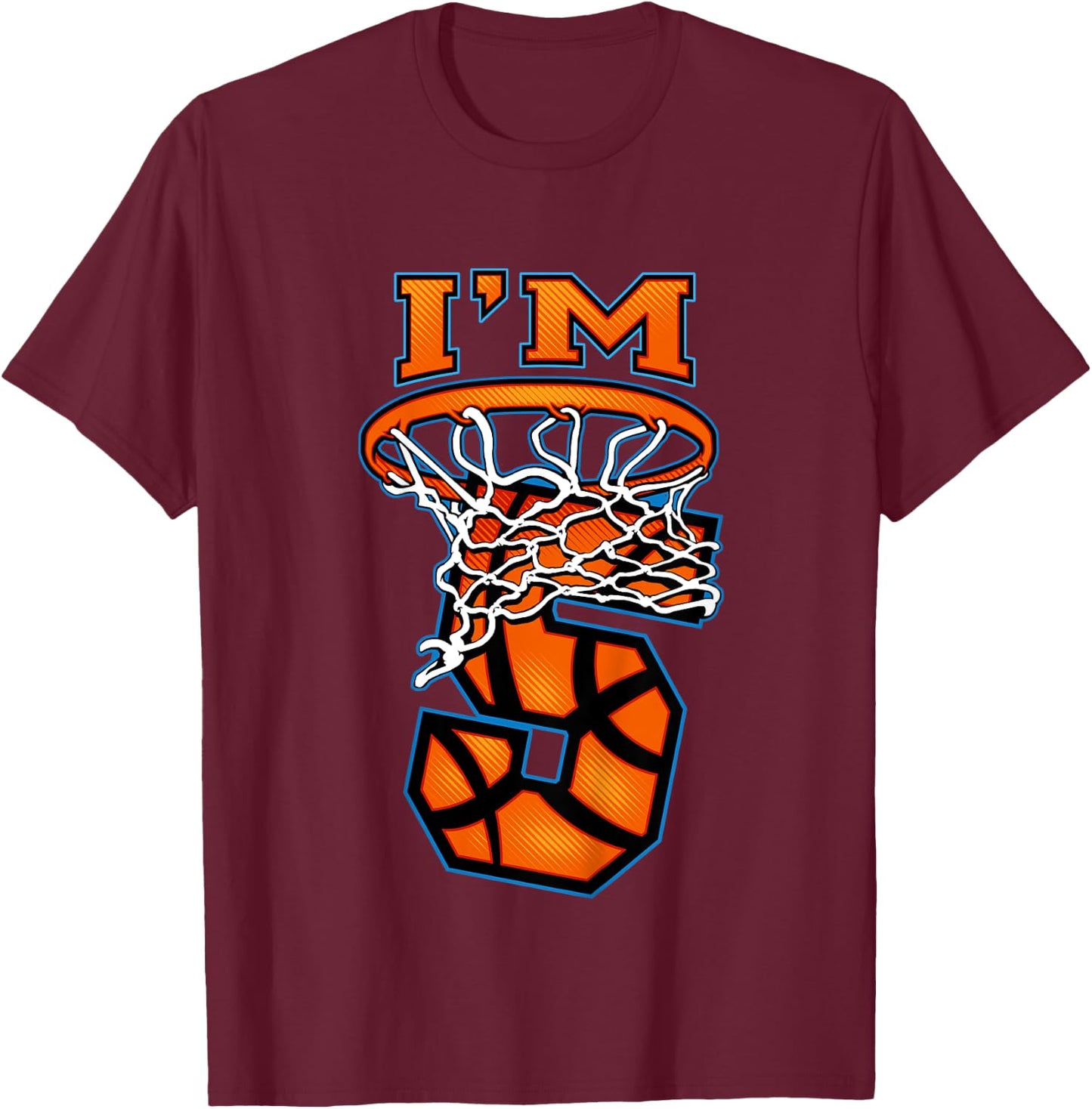 Basketball I'm 5 Boy Girl 5th Birthday Gift T-Shirt - T-Shirt | Maroon
