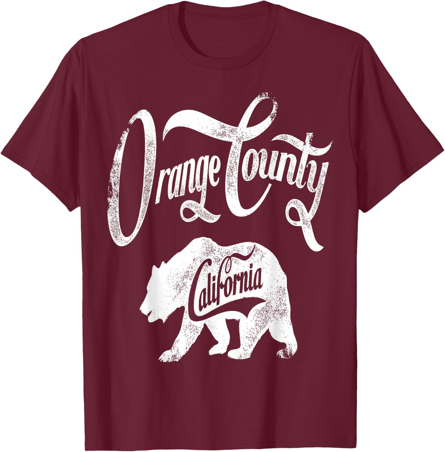 Bear Orange County California Vintage Retro T-Shirt - T-Shirt | Maroon